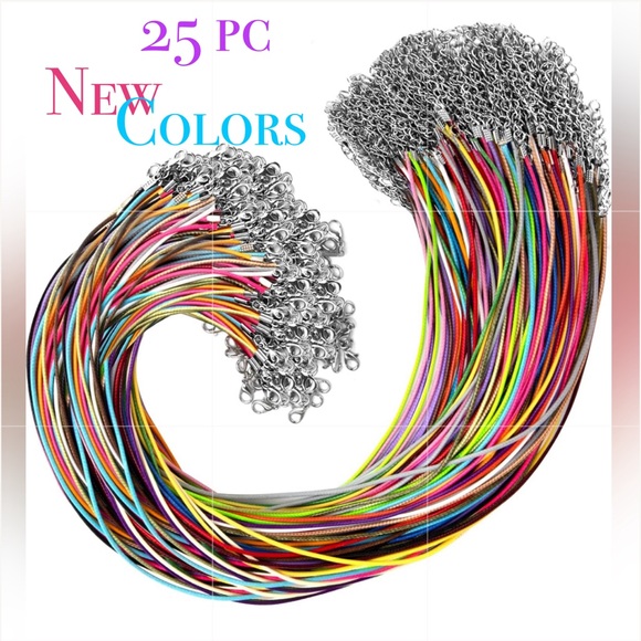 25pc COLORED WAX CORD NECKLACES DIY JEWELRY MAKING CRAFTING SUPPLIES BULK BUNDLE - Picture 1 of 15
